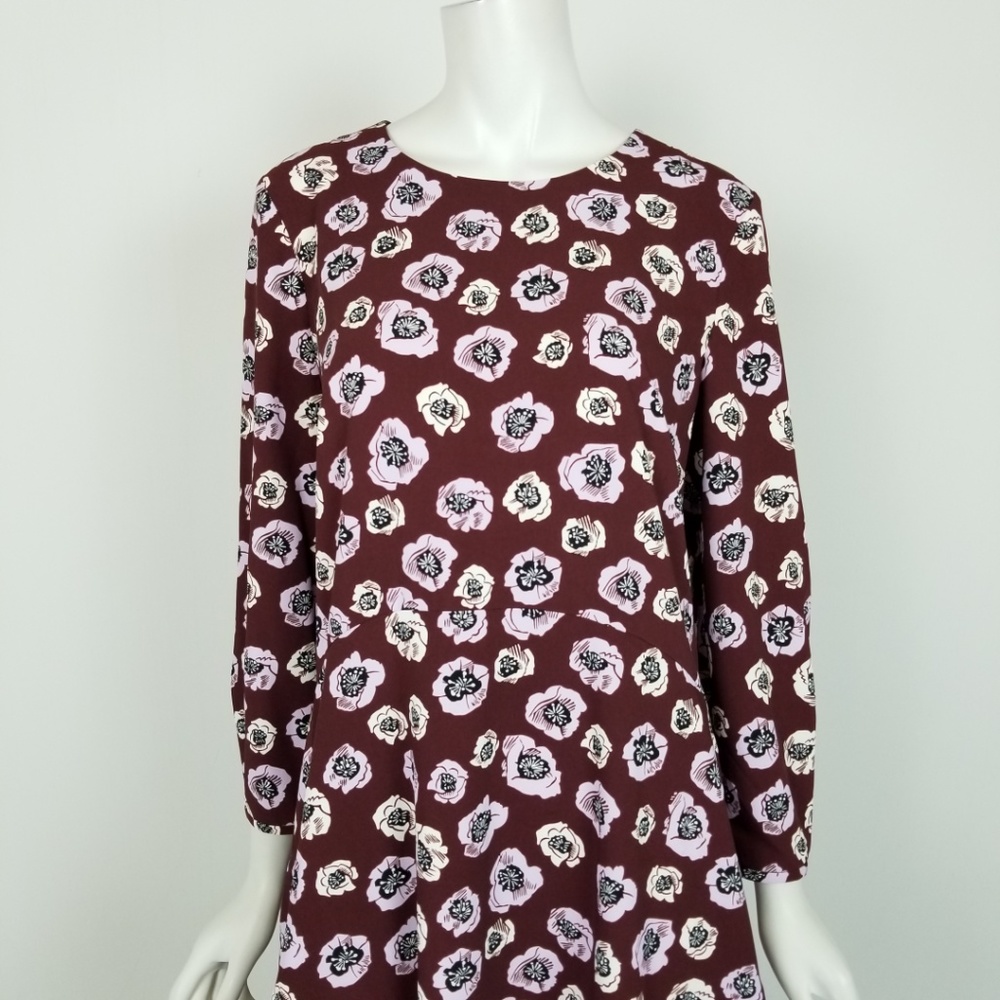 *SOLD* LOFT Maroon Floral Career Midi Dress Size 10 - Picture 2 of 6